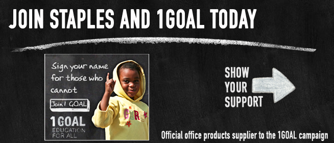 Sign up now for 1GOAL together with Staples!
