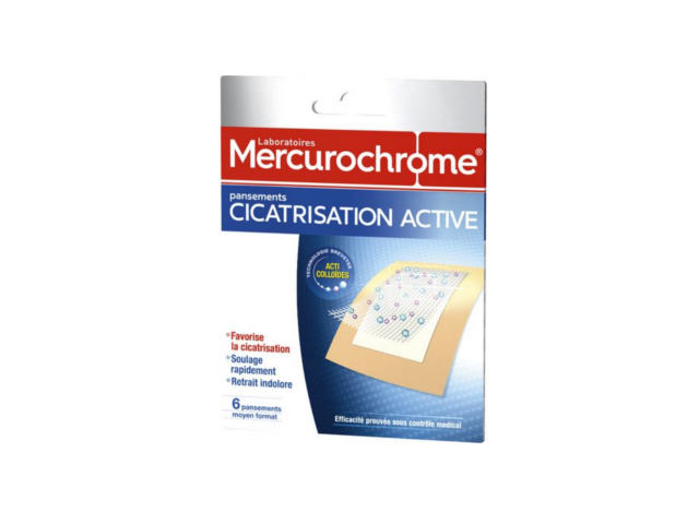 Mercurochrome Boîte de 6 pansements cicatrisation active (paquet 2 unités)